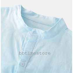 シャツ リネンシャツ メンズ 半袖 Tシャツ 無地 シンプル 綿 麻シャツ 2枚目の画像