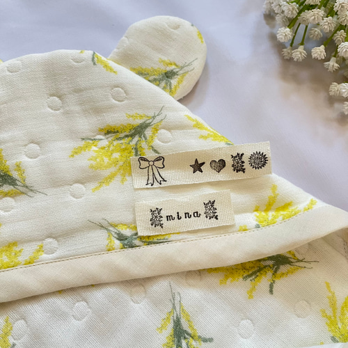 みみつき ミモザのふわふわ6重ガーゼおくるみ お名前タグ無料
