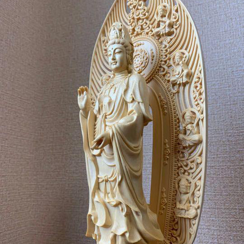 木彫 釈迦如来像、観音菩薩像、大勢至菩薩像 檜木 その他人形 木 錦 苑 