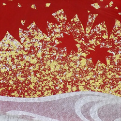 金彩工芸　金彩ガラス皿　不定形「紅葉に流水」　秋 8枚目の画像