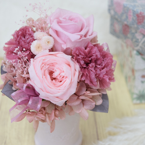 大人かわいい】アンティークローズのプリザーブドフラワー