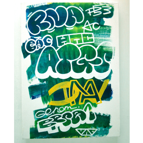 緑色のグラフィティアート 原画 絵画 キャンバス画 アルファベット