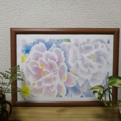 パステル画 牡丹『瞑想』  お部屋を彩るパステルアートポスターです 2枚目の画像