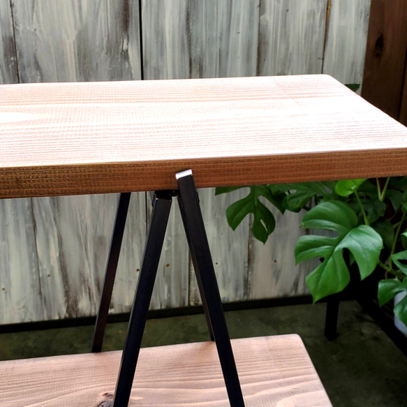 【おしゃれ アイアンラック 幅120cm》軽量折りたたみ /キャンプ アウトドア テーブル / 植物 棚 イベント 什器 3枚目の画像