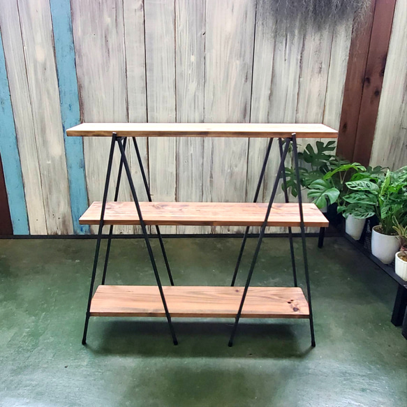 【おしゃれ アイアンラック 幅120cm》軽量折りたたみ /キャンプ アウトドア テーブル / 植物 棚 イベント 什器 6枚目の画像