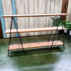 【おしゃれ アイアンラック 幅120cm》軽量折りたたみ /キャンプ アウトドア テーブル / 植物 棚 イベント 什器 2枚目の画像