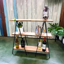 【おしゃれ アイアンラック 幅120cm》軽量折りたたみ /キャンプ アウトドア テーブル / 植物 棚 イベント 什器 7枚目の画像