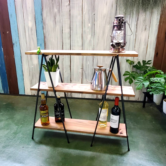 【おしゃれ アイアンラック 幅120cm》軽量折りたたみ /キャンプ アウトドア テーブル / 植物 棚 イベント 什器 7枚目の画像