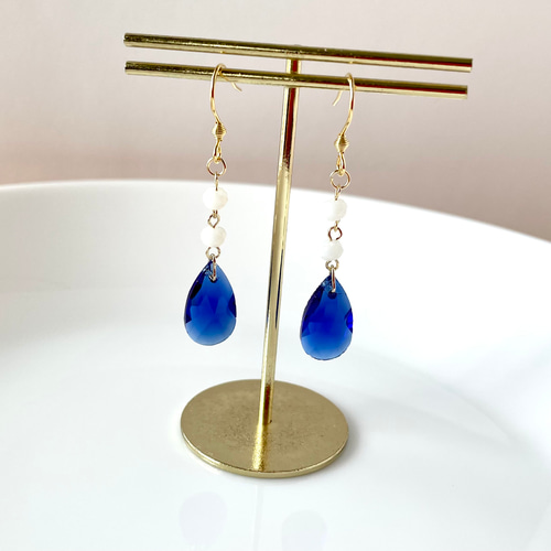 雫形 ガラスビーズのピアス／イヤリング1171】雫形 ガラスビーズの