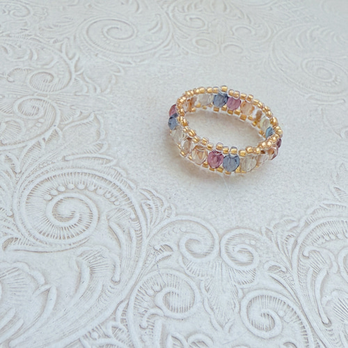 4～20号 ] ビーズリング 指輪 夜明け 小粒 ビーズ編みリング