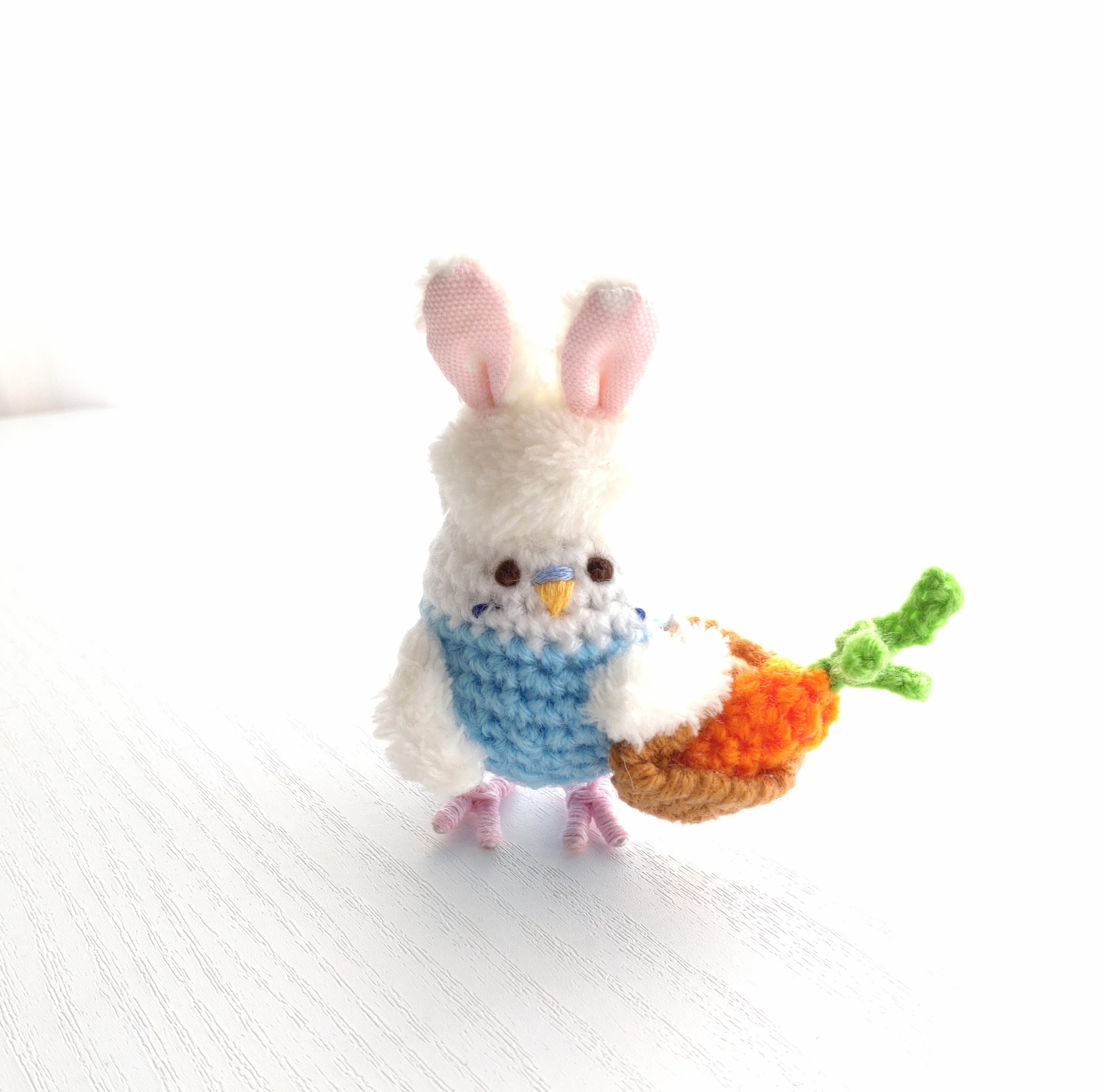 受注制作】セキセイインコのあみぐるみウサギさんver
