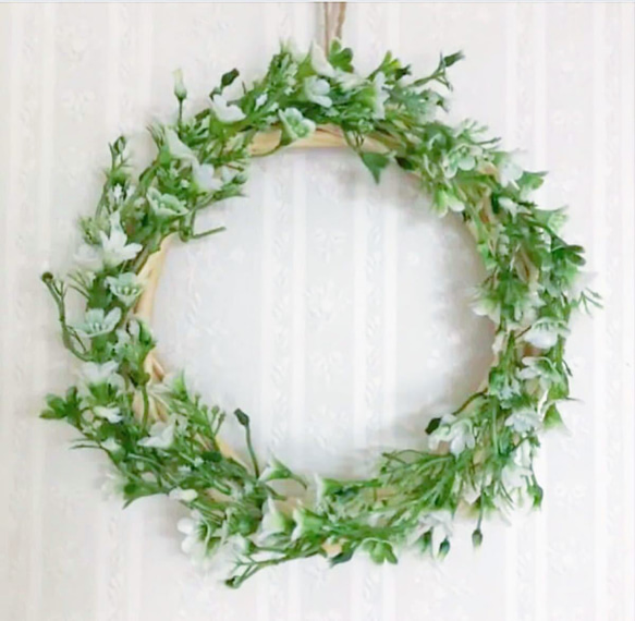 ナチュラル グリーンリース 夏リース ボタニカル フェイクグリーン
