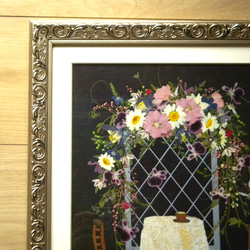 押し花アート　花のカフェテラス（押し花絵） 2枚目の画像