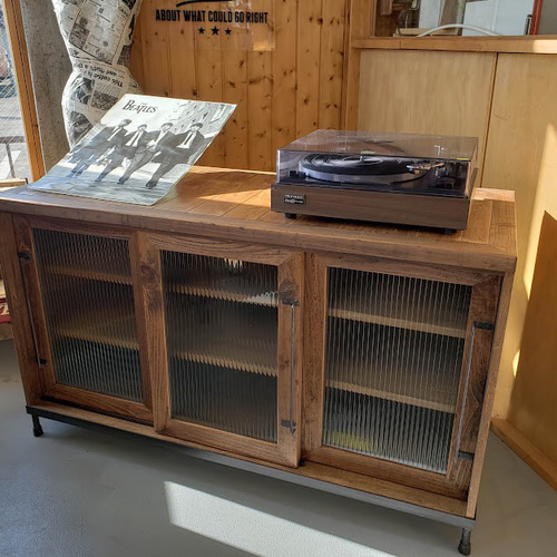 SLIDING 3DOOR RECORD STOCKER /LPレコード収納 本棚・絵本棚