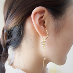 Ear cuff＊métamorphose＊5way 天然石シトリンとヨーロッパ製ファルファーレの5wayイヤーカフ　 8枚目の画像