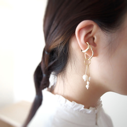 Ear cuff＊métamorphose＊5way 天然石シトリンとヨーロッパ製ファルファーレの5wayイヤーカフ　 10枚目の画像