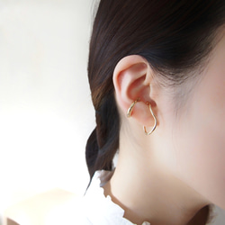 Ear cuff＊métamorphose＊5way 天然石シトリンとヨーロッパ製ファルファーレの5wayイヤーカフ　 4枚目の画像