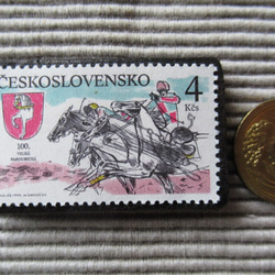 チェコスロバキア　切手ブローチ8192 3枚目の画像