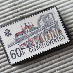チェコスロバキア　切手ブローチ8194 2枚目の画像