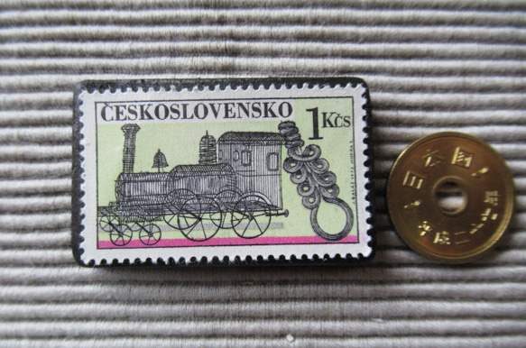 チェコスロバキア　切手ブローチ8195 3枚目の画像