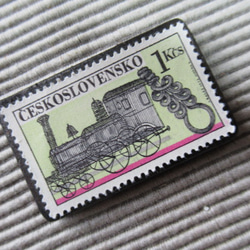 チェコスロバキア　切手ブローチ8195 2枚目の画像