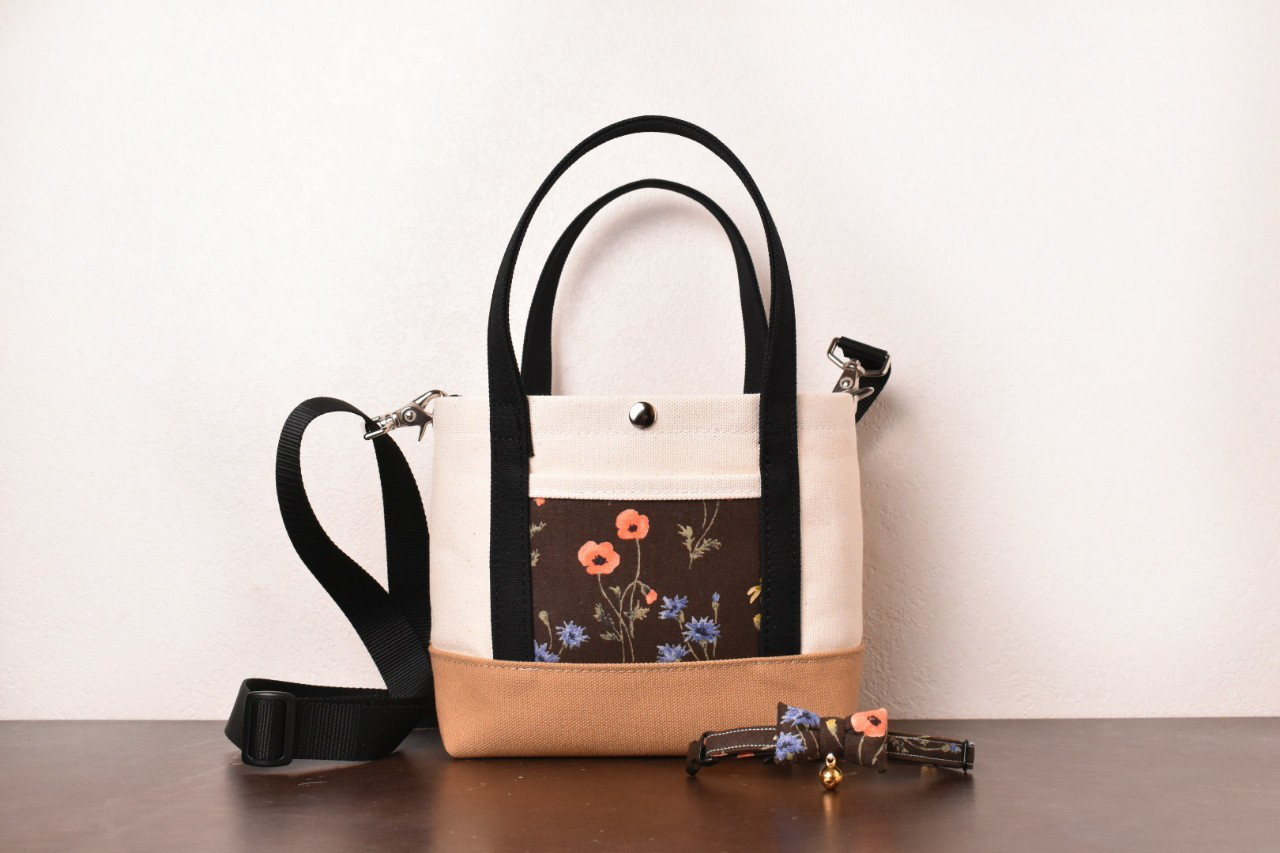 お散歩トートとおしゃれリボン【蝶ネクタイ】＊猫(&小型犬)首輪　土の香り