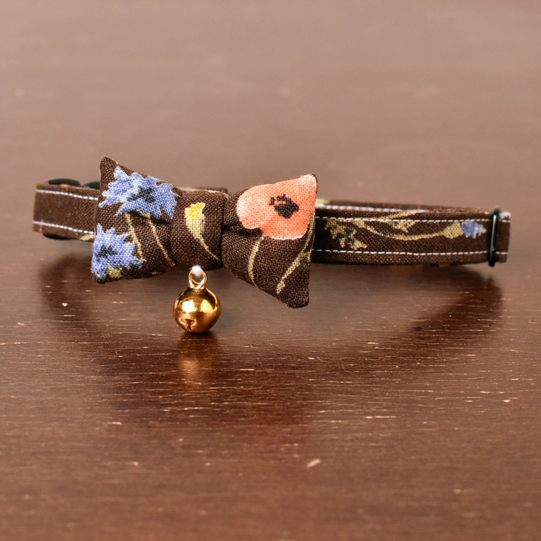 お散歩トートとおしゃれリボン【蝶ネクタイ】＊猫(&小型犬)首輪　土の香り