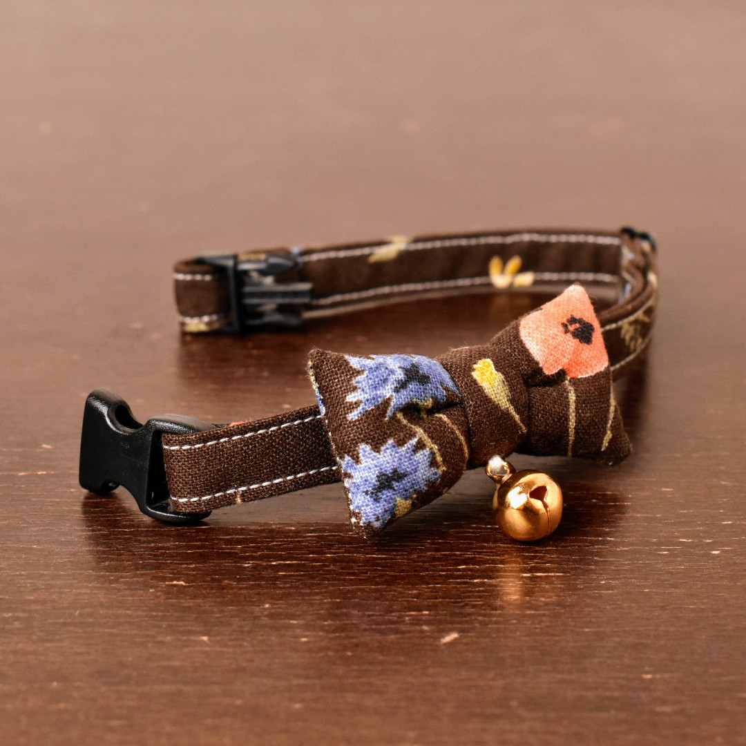 お散歩トートとおしゃれリボン【蝶ネクタイ】＊猫(&小型犬)首輪　土の香り