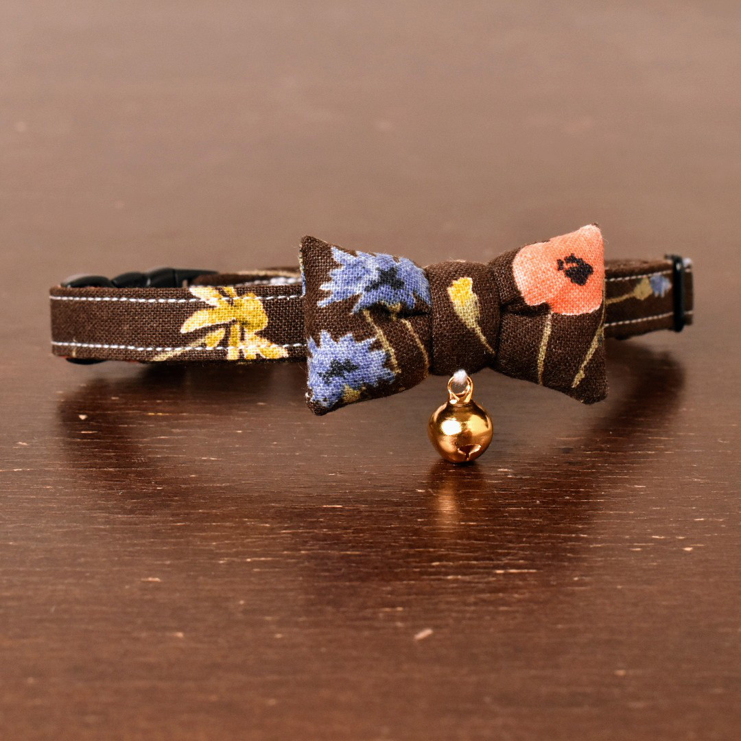 お散歩トートとおしゃれリボン【蝶ネクタイ】＊猫(&小型犬)首輪　土の香り