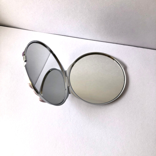 コンパクトミラー 和風小物 スマート 手鏡 拡大鏡付き つまみ細工