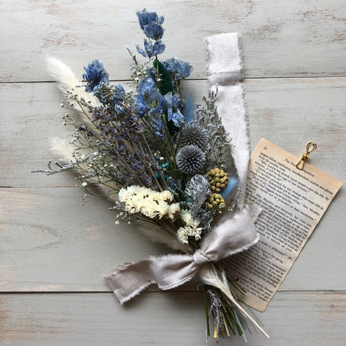 瑠璃玉アザミとラベンダーのブルースワッグ ドライフラワー
