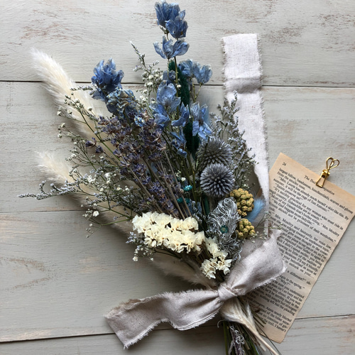 瑠璃玉アザミとラベンダーのブルースワッグ ドライフラワー ドライ