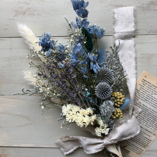 瑠璃玉アザミとラベンダーのブルースワッグ ドライフラワー ドライ