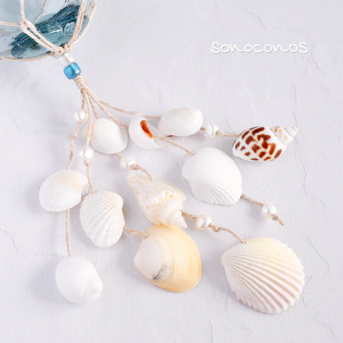 夏季限定】浮き玉と貝殻のオーナメント〈ブルー#02〉 その他インテリア