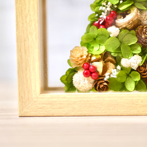 森のクリスマスツリー フレームアレンジメント プリザーブドフラワー