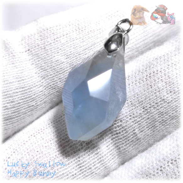 ◆ セール品 マダガスカル産 セレスタイト ファセットカット ルース ペンダント 天青石 celestite 5210 3枚目の画像