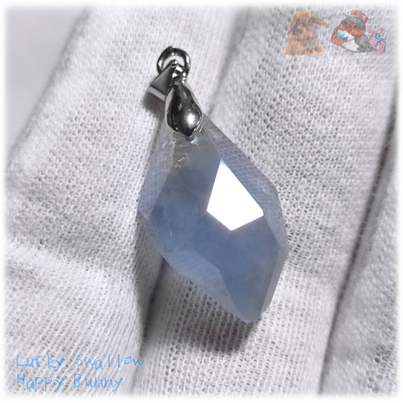 ◆ セール品 マダガスカル産 セレスタイト ファセットカット ルース ペンダント 天青石 celestite 5210 2枚目の画像