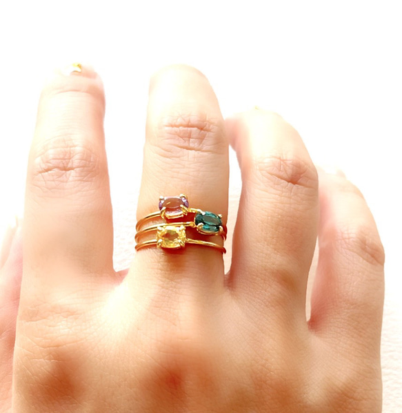 NEWシリーズ❤︎  ファセットカット　天然石　インディゴブルーカイヤナイト　爪留めリング　指輪 8枚目の画像