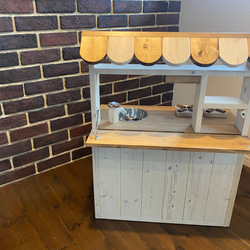 おままごとキッチン（シンプル）オープンカフェ式 木製 3色から選べる ハンドメイド 3枚目の画像