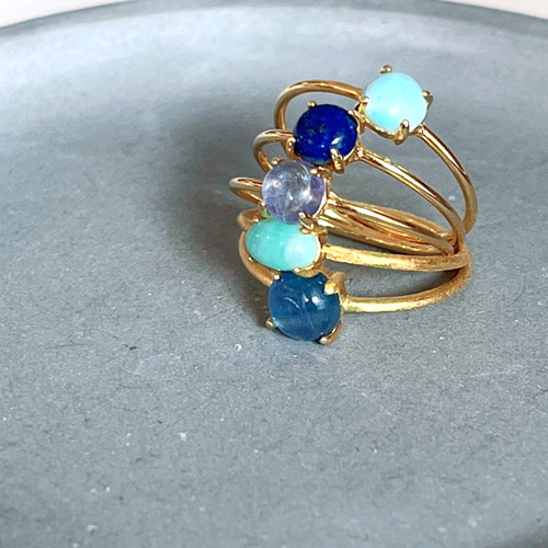 天然石 タンザニア産 タンザナイト5×5mmラウンド 爪留めリング 指輪