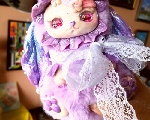 ラビットファー フワフワ モンスター アートドール ハンドメイド