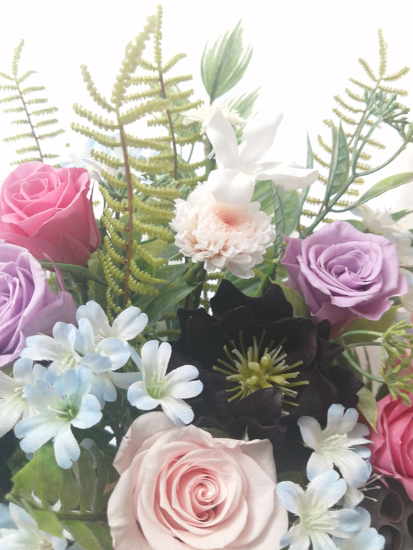 オーダーお供え花　51㎝（￥15000～）送料無料　仏花　プリザーブド　お好きなお花で 5枚目の画像