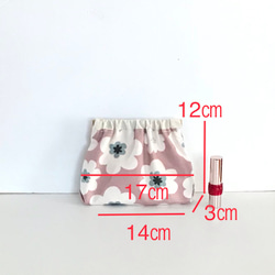 北欧調のポップフラワー(くすみピンク)＊バネ口ポーチ 2枚目の画像