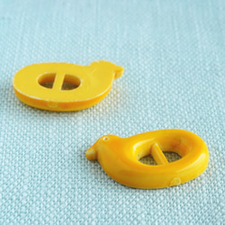 (3個) 水鳥のボタン 18mm 黄色　フランス製 2枚目の画像