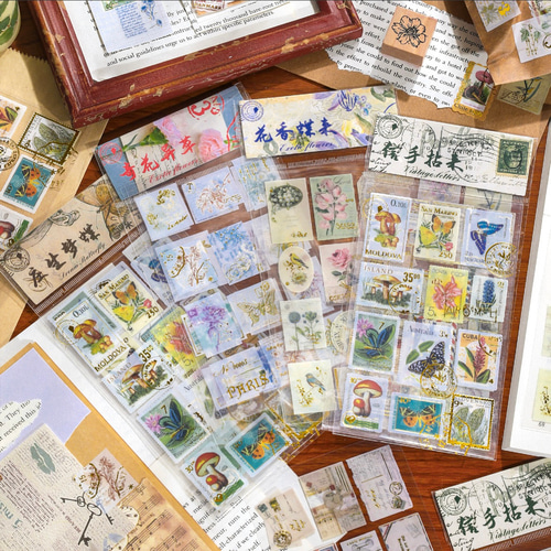 クリアタイプの切手＆ラベル風シール☆4Pセット【mc】 シール