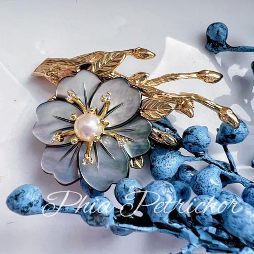 ブローチ スカーフ留め パール 成人式 真珠母貝 卒業式訪問着 蝶貝 蝶