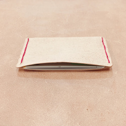 【名入れ刻印･糸色変更無料】ちょっとしたカードケース　牛床革　ナチュラルベージュ　シンプル 4枚目の画像