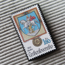 チェコスロバキア　切手ブローチ8204 2枚目の画像