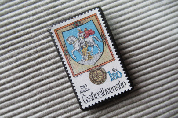 チェコスロバキア　切手ブローチ8204 2枚目の画像