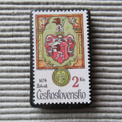 チェコスロバキア　切手ブローチ8205 1枚目の画像